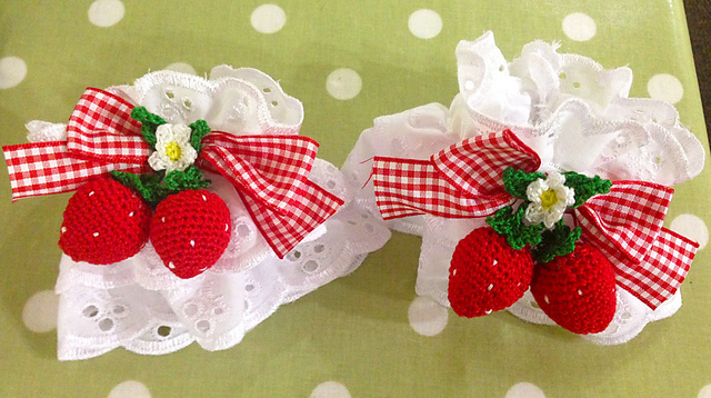 Lolita Strawberry Wrist Cuffs