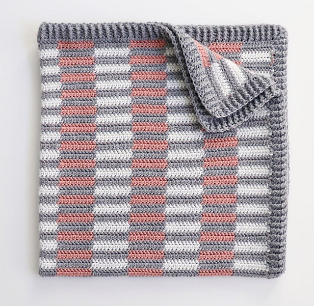 Crochet Mini Half Stripe Baby Blanket