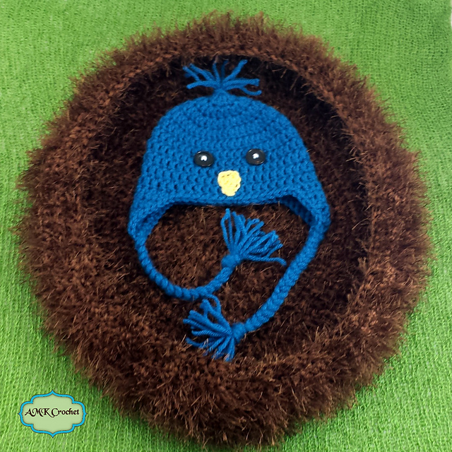 Newborn Blue Bird Hat and Nest