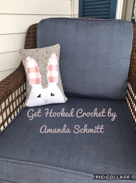 Peeking Bunny Plaid Pillow