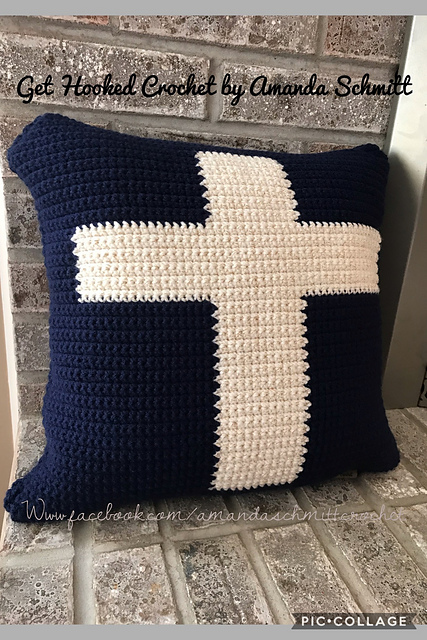 Holy Cross Crochet Pillow