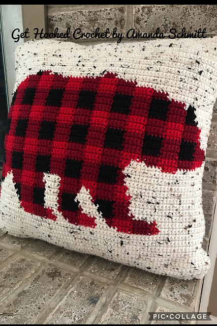 Buffalo Plaid Bear Pillow