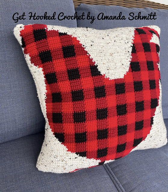 Buffalo Plaid Rooster Pillow