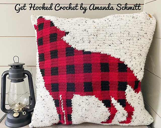 Buffalo Plaid Wolf Pillow