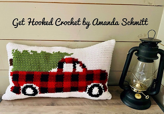Plaid Tree Truck Pillow