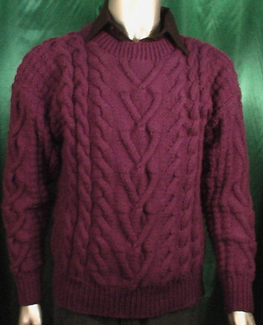 Men's Aran Sweater in Purple
