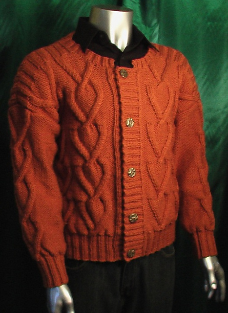 Men's Orange Cabled Jacket