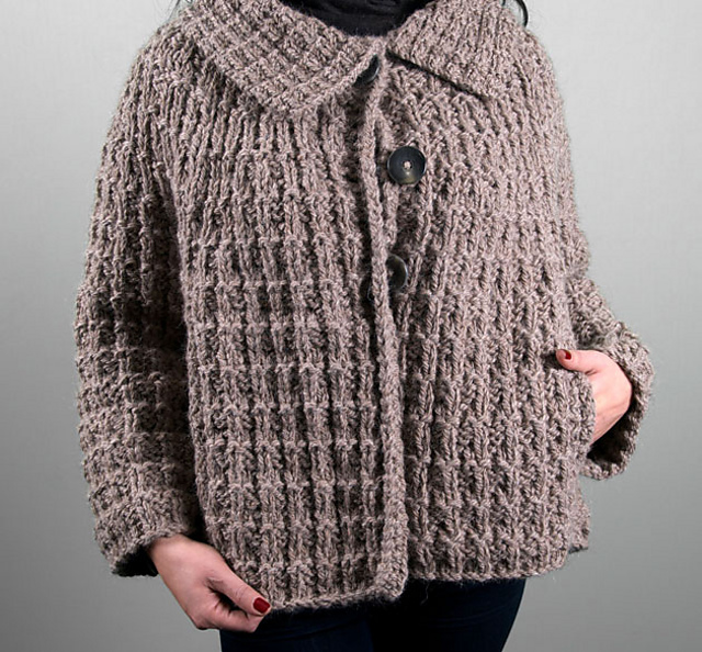 Claire Waffle Stitch Swing Jacket