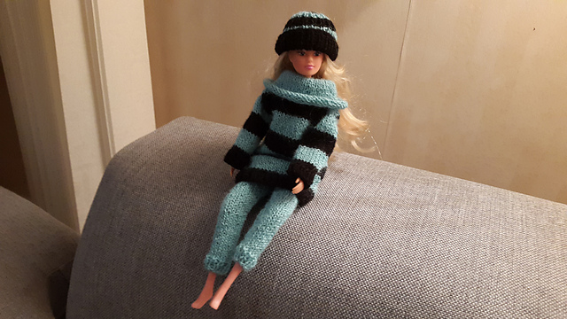 #0875 Cherry Striped Turtleneck Dress and Leggings