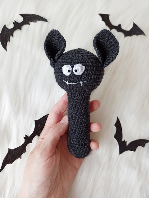 Bat baby rattle