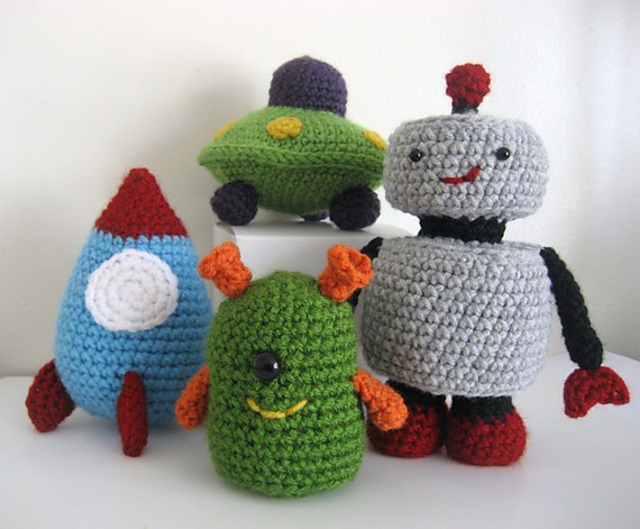Robots, Rockets and UFO's Amigurumi Set