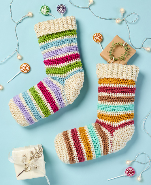 Ribbon Candy Crochet Stocking