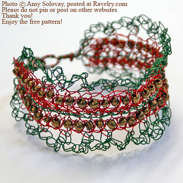 Wire Crochet Christmas Bracelet