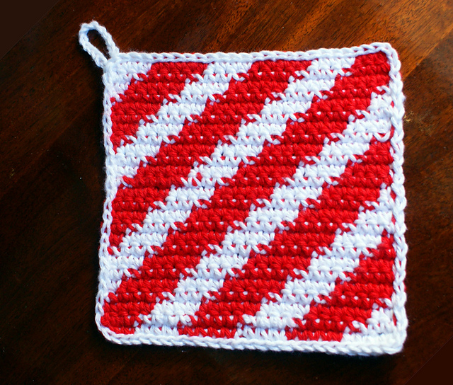 Potholder With Angled Stripes