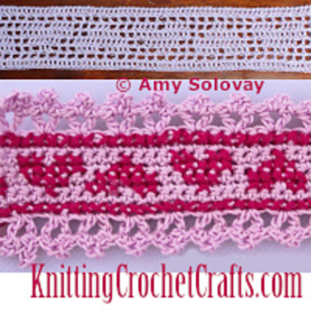 Filet and Cross Stitch Heart Edgings