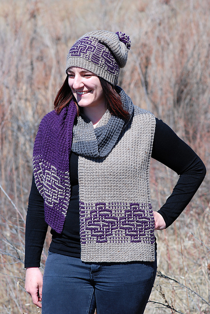 Mosaic Knot Scarf and Hat