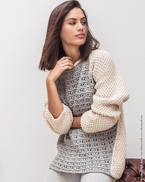# 05 Pullover mit Colourblocs und Lochmuster