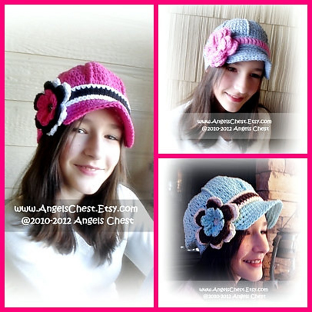 Newsboy Beanie w/ visor + detachable flower No. 41