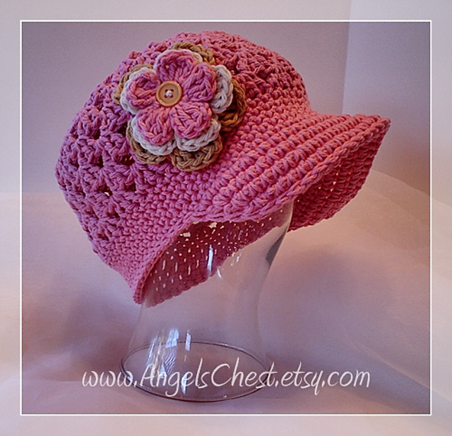 Beanie with Brim with detachable flowers  No. 9