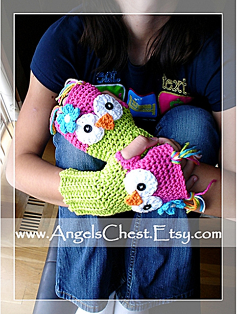 Owl Fingerless Gloves No. 22
