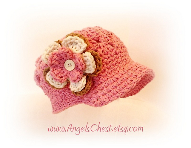 Beanie with Brim w/detachable flowers No. 2
