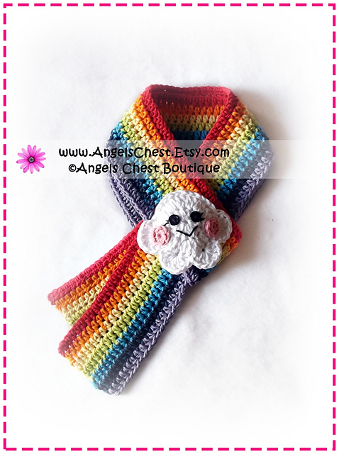 Colorful RAINBOW Sun and Cloud Scarf  No. 51