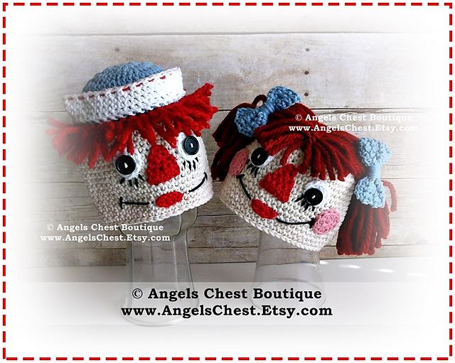 Raggedy Ann and Andy Inspired Beanie Hat  No. 61