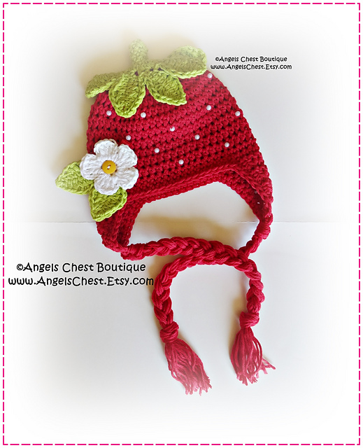 STRAWBERRY Earflap Hat  No. 66