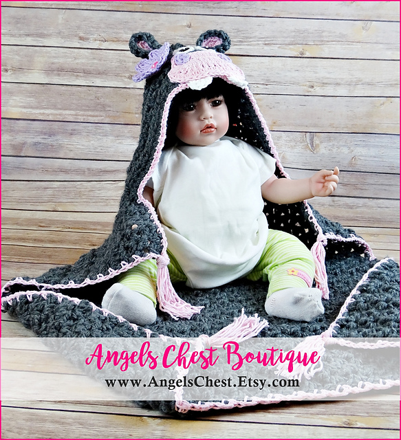 Happy Hippo Hooded Blanket #75