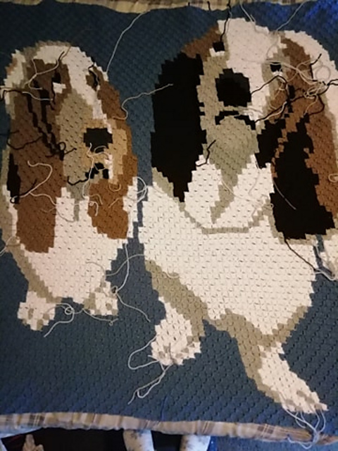 2 bassets corner to corner throw