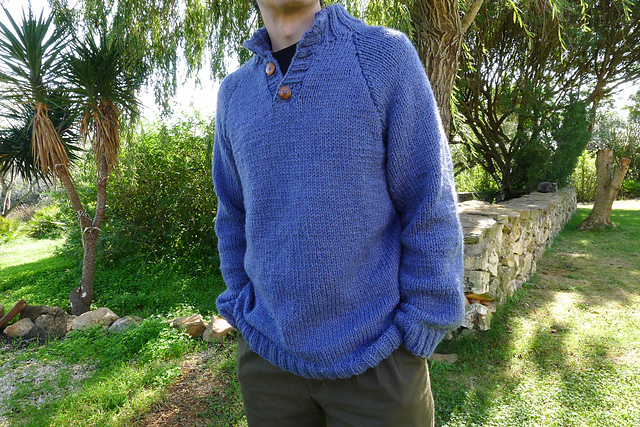 Chunky Sweater with Collar or Stand-up Neck