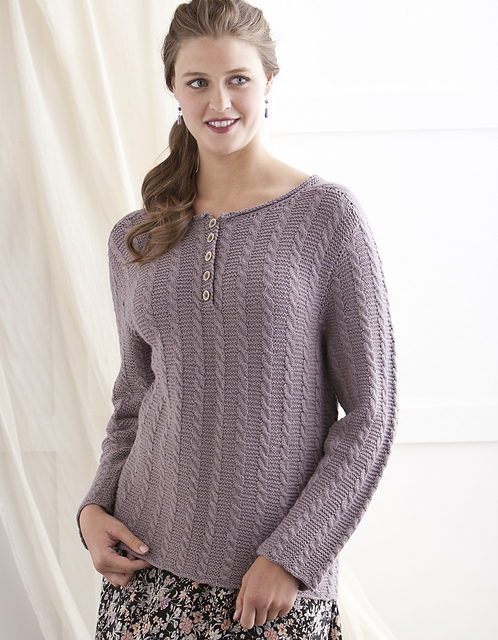 Enid Cable Knit Henley - Silver Marle
