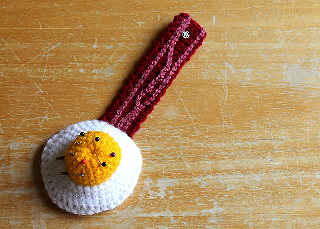 Fried Egg Pin Cushion Bracelet with Bacon Strap