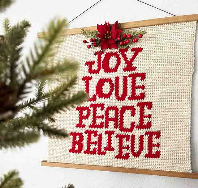 Ravelry Believe Peace Love Joy Wall Decor pattern by Anna Burton Designs