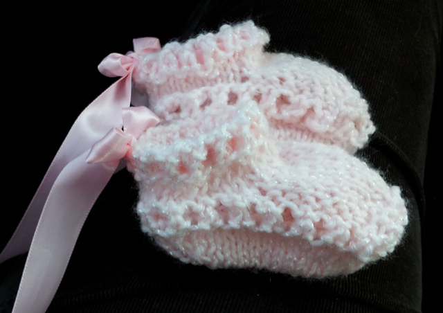 Baby Booties with Ribbon