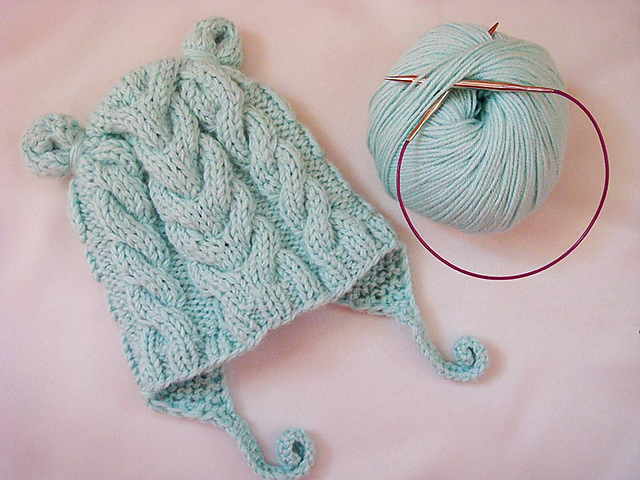 Cable Baby Hat with Ear Flaps