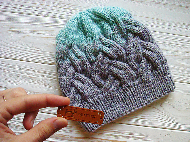 Gradient Two Color Cable Hat
