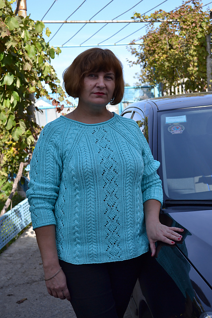 Raglan Sweater with Cables