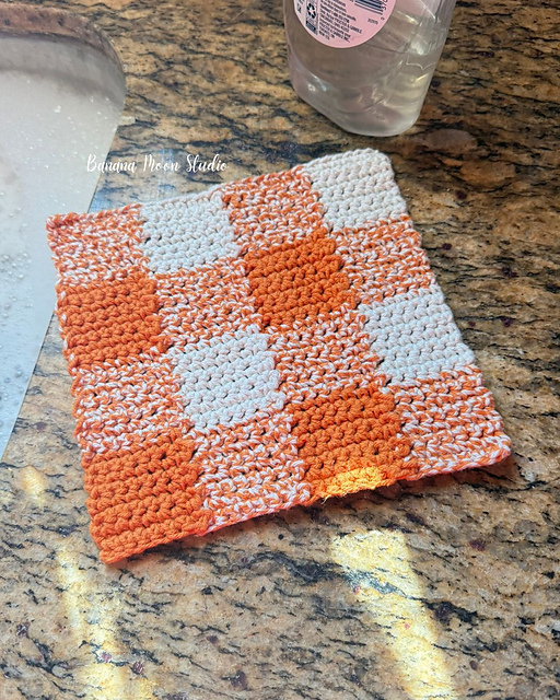 Fall Gingham Dishcloth