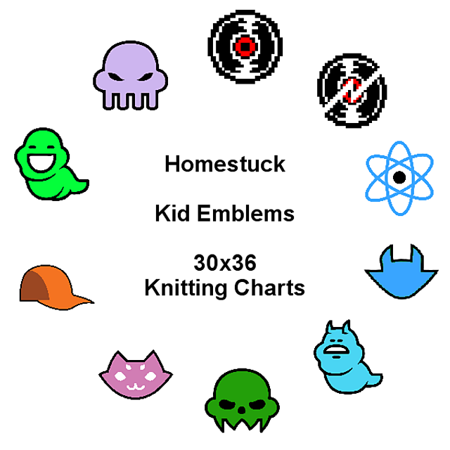 Homestuck Kid Emblems 30x36 Knitting Charts