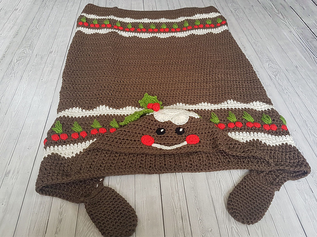 2in1 Christmas Pudding Hooded Blanket