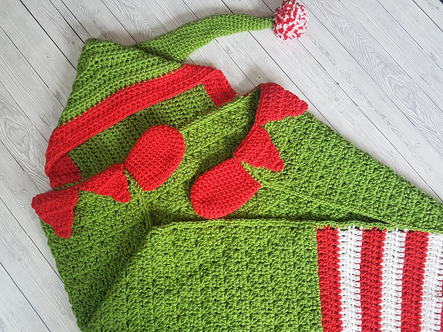 2in1 Christmas Elf Hooded Blanket