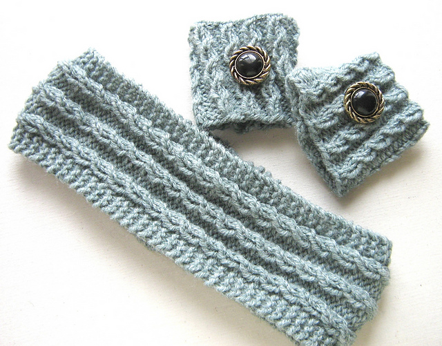 Mini Cabled Headband and Cuff Set