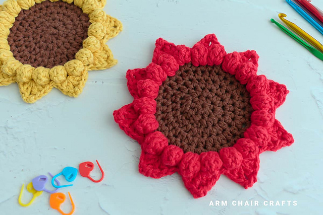 Sunflower Crochet Coasters