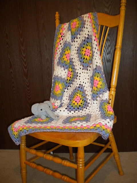 Rainbow Blocks Baby Afghan