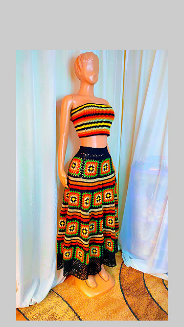 Granny square maxi skirt