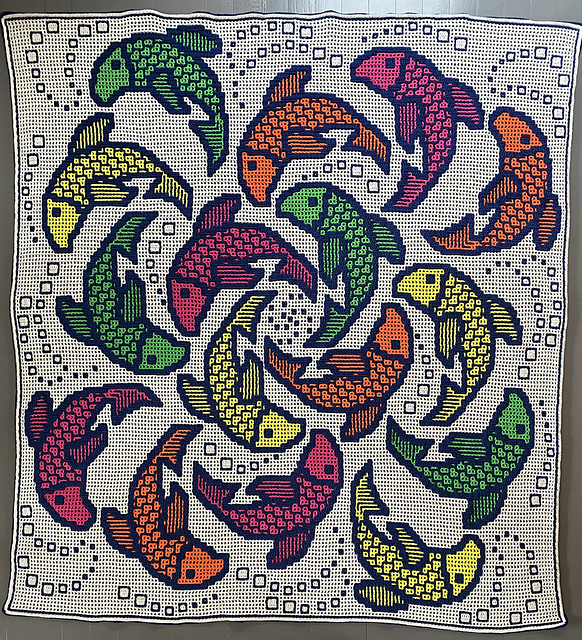 Astrid's Fish swirl blanket