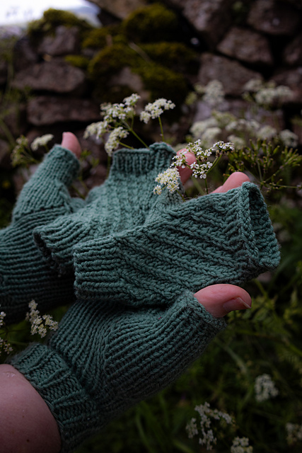 Chevron Cable Dyslexia Mittens