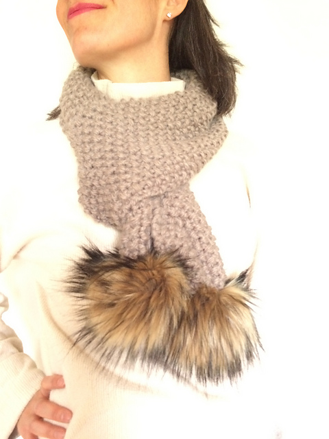 Double pom pom scarf