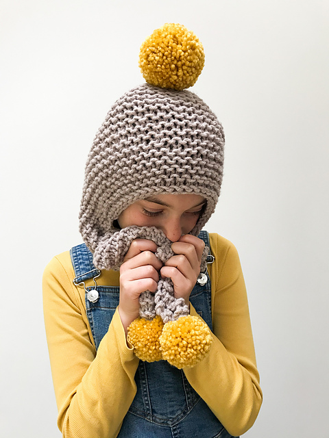 Pom Pom Hooded Scarf